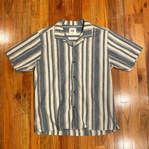 Katin Ian Short-Sleeve Button Down Shirt Stripped Linen Blue